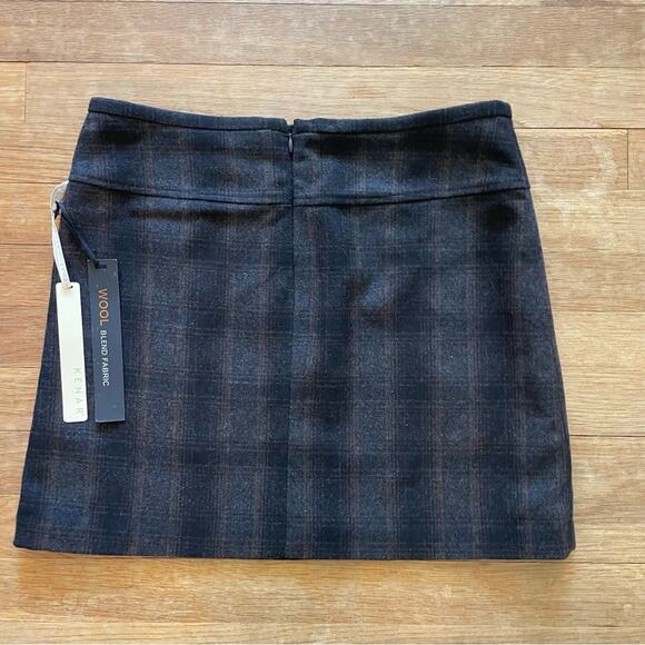 NWT Kenar wool blend lined mini skirt gray rust brown size 2 b22 - Picture 3 of 3
